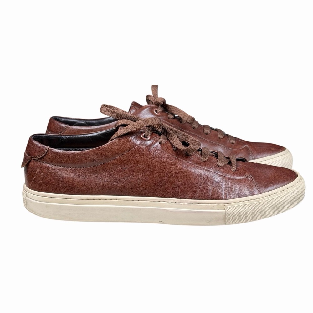 Good Man Brand Men's Low Top Sneaker Shoes Size 11.5 Leather Brown Made In Italy